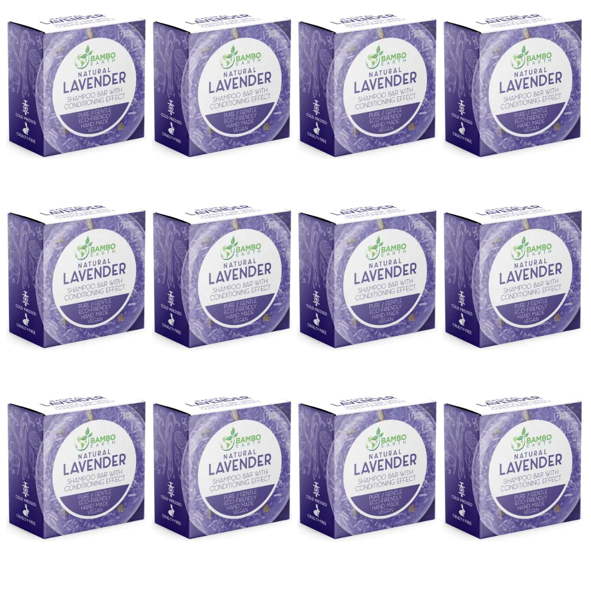 Solid Shampoo Bar And Conditioner Effect Hair Soap – 12 Pack Natural Shampoo Bars For Hair With Plant Based Essential Oils And Eco Friendly Zero Waste Biodegradable Packaging (Lavender Pack Of 12)