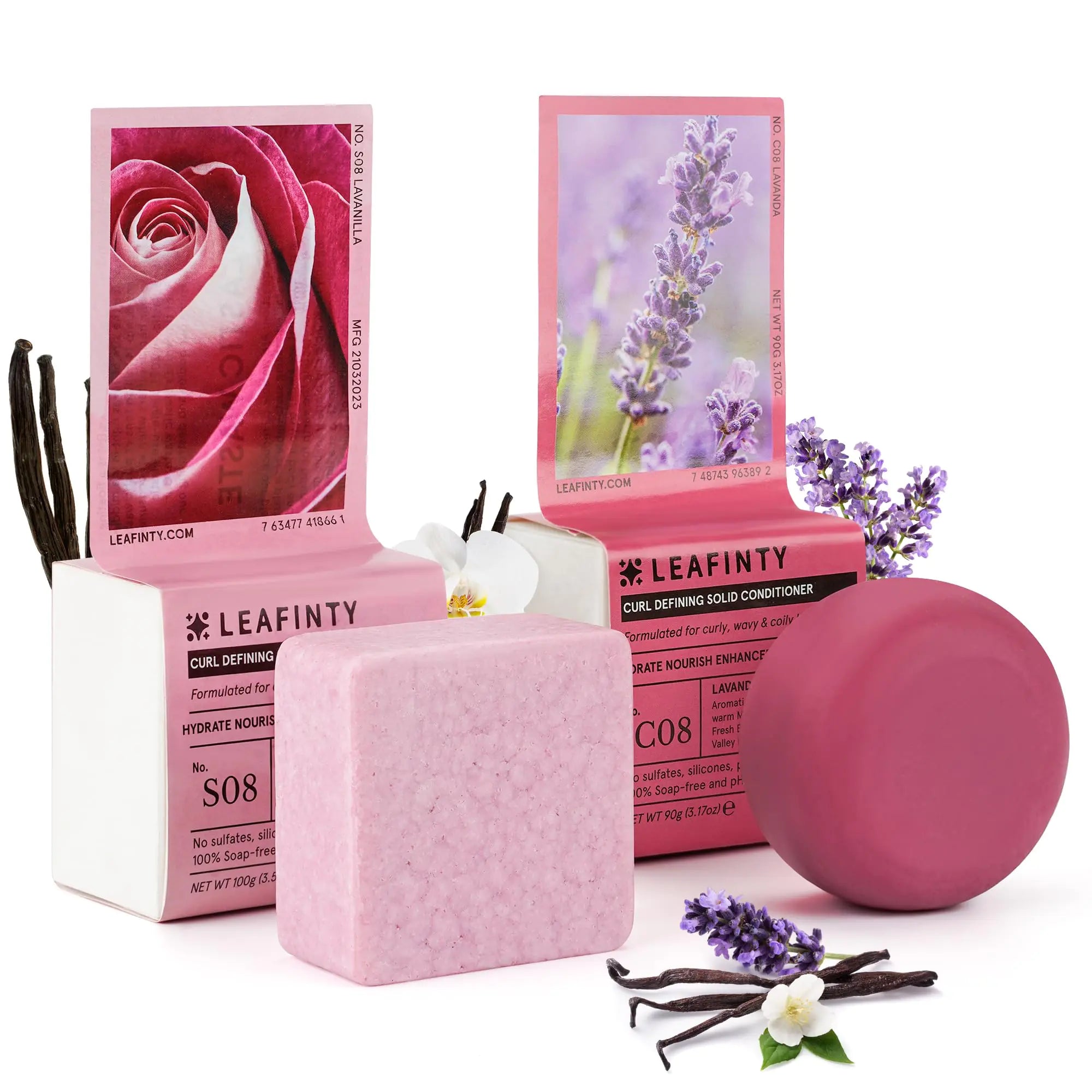 Leafinty Shampoo and Conditioner Set| Shampoo Bar | Bar Shampoo and Conditioner for Curly Wavy & Kinky Hair | Vegan & Zero Waste| Shampoo and Conditioner 6.68oz (Lavanilla Scent)