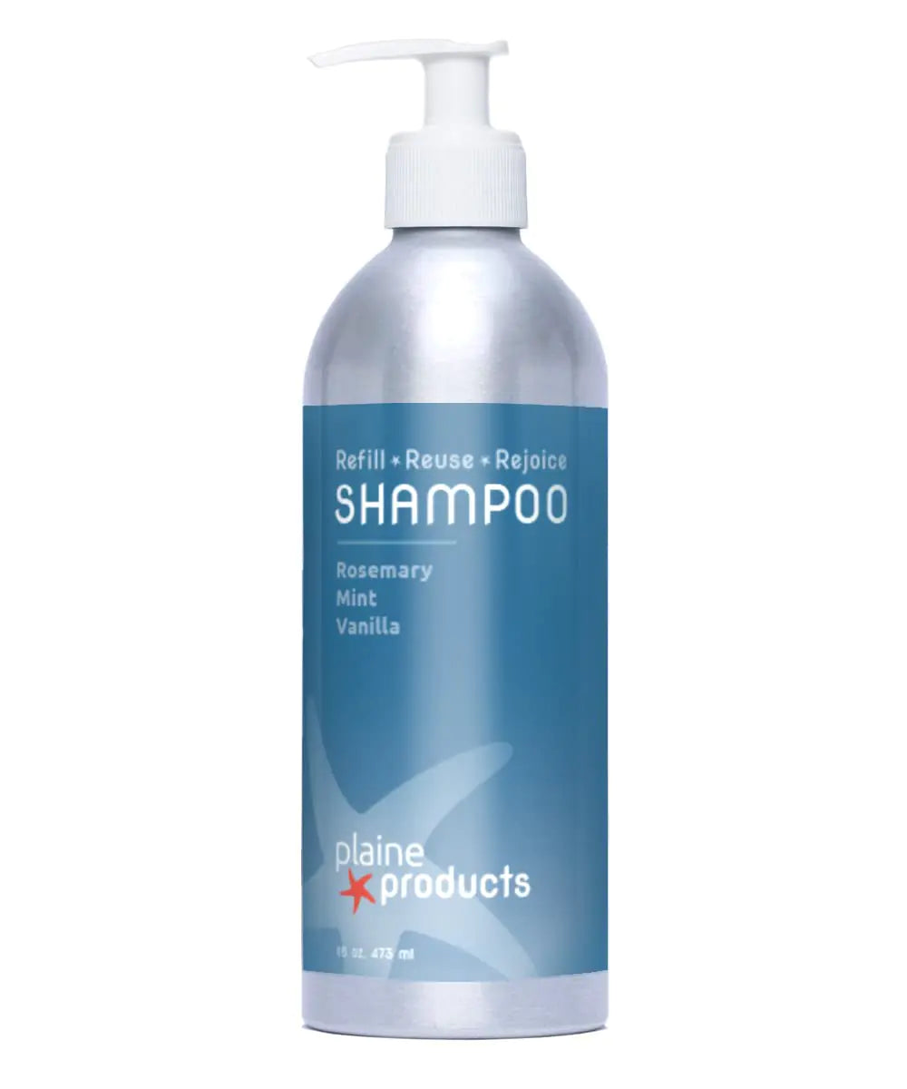 Plaine Products Eco-Friendly Shampoo - Rosemary Mint Vanilla - Sulfate Free 16oz (Refillable Bottle with pump)